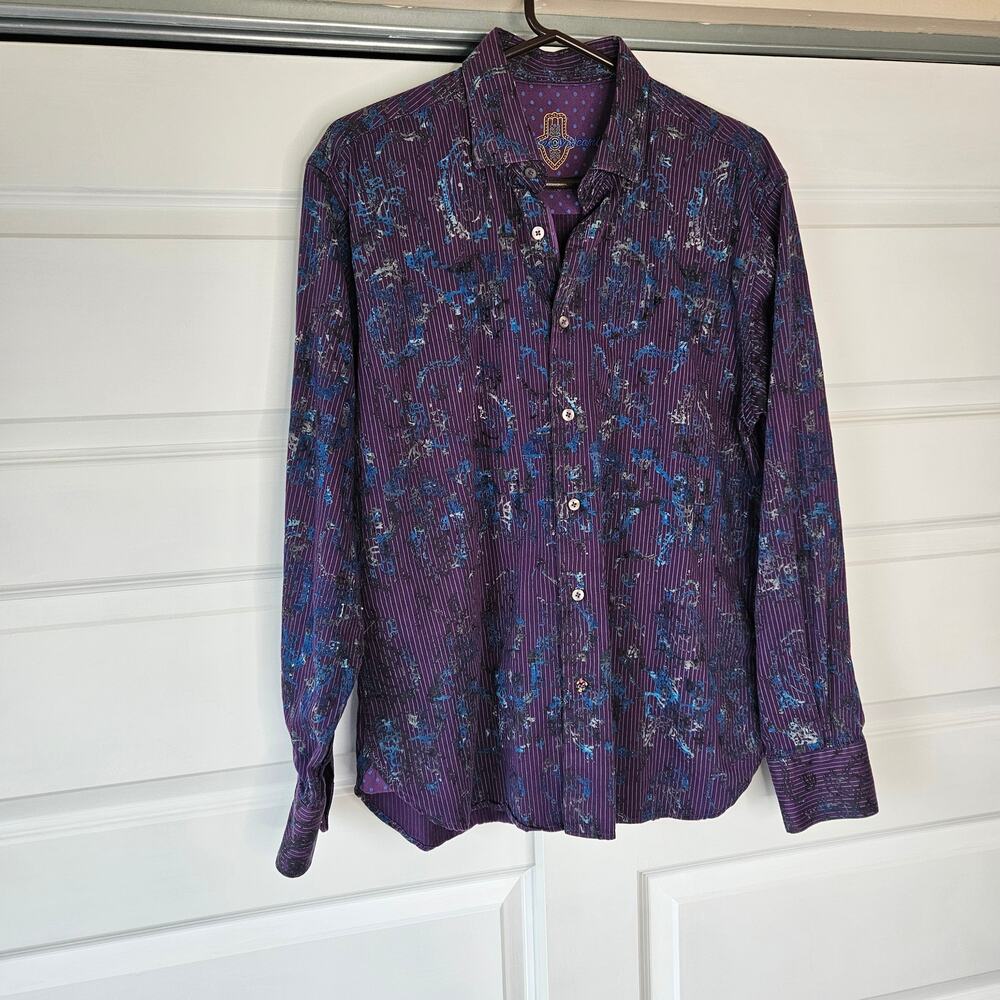 Luchiano Visconti Shirt Mens Large Purple Pattern Long Sleeve Button Down L